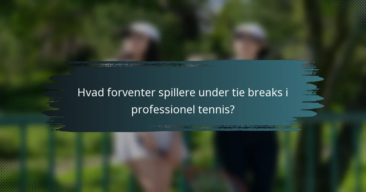 Hvad forventer spillere under tie breaks i professionel tennis?