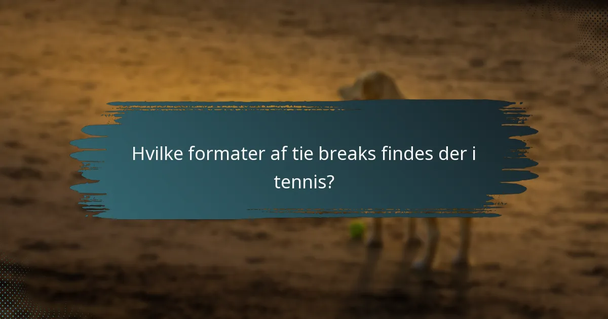 Hvilke formater af tie breaks findes der i tennis?