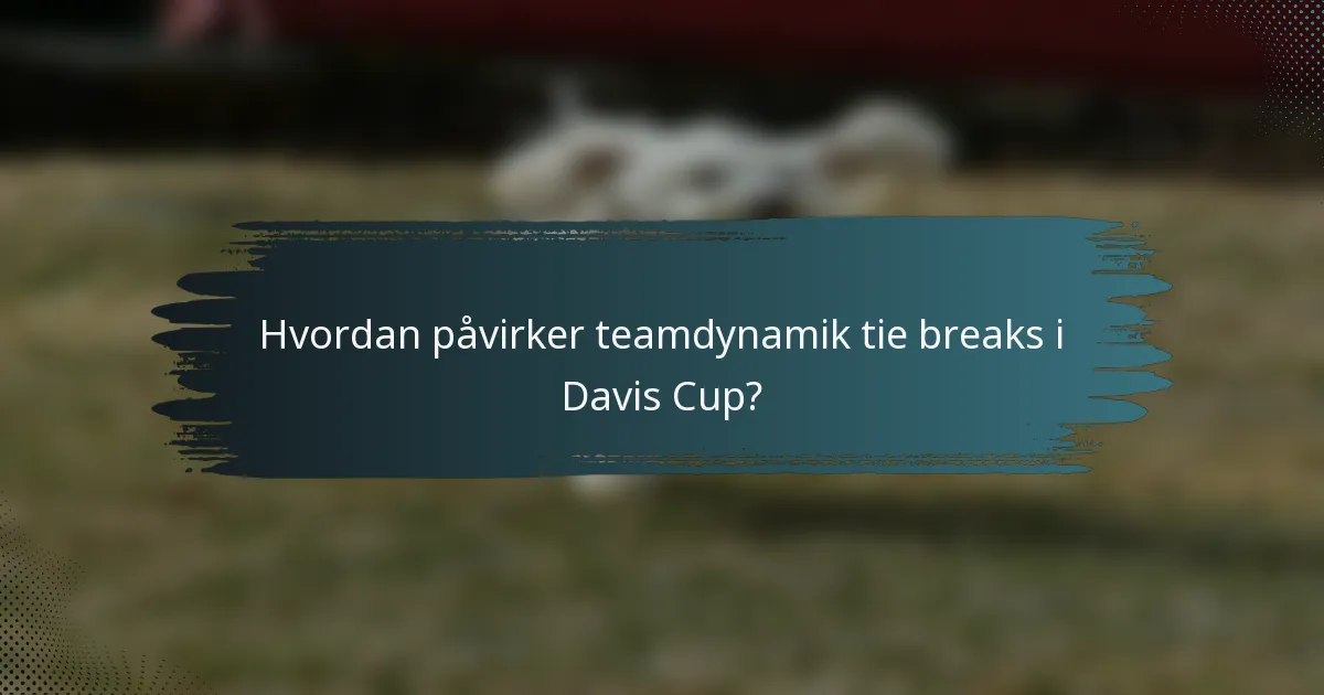 Hvordan påvirker teamdynamik tie breaks i Davis Cup?