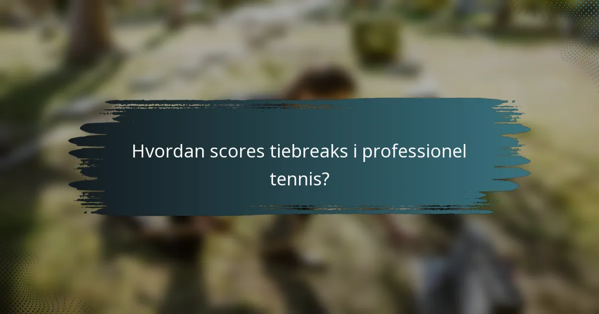 Hvordan scores tiebreaks i professionel tennis?